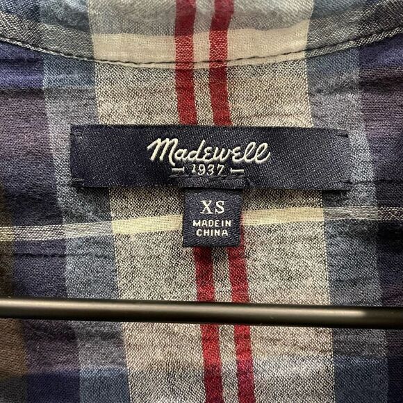Madewell Collarless Popover Flannel Shirt - Size: XS - Picture 4 of 9